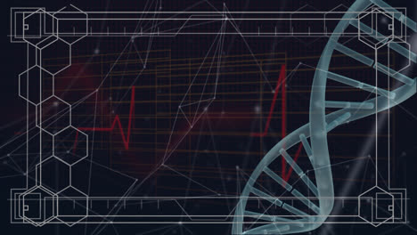 Animación-De-Datos-Científicos,-ADN-Y-Conexiones-Sobre-Fondo-Negro.