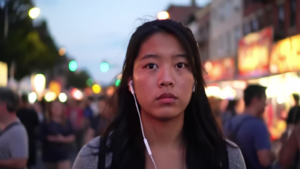 Teenage girl at a night market