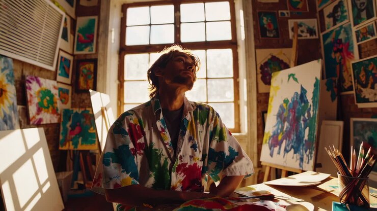 L'artiste dans son atelier
