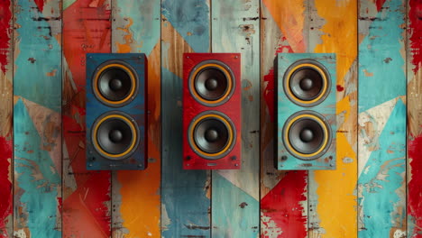 fondo geométrico abstracto con altavoces de audio estéreo