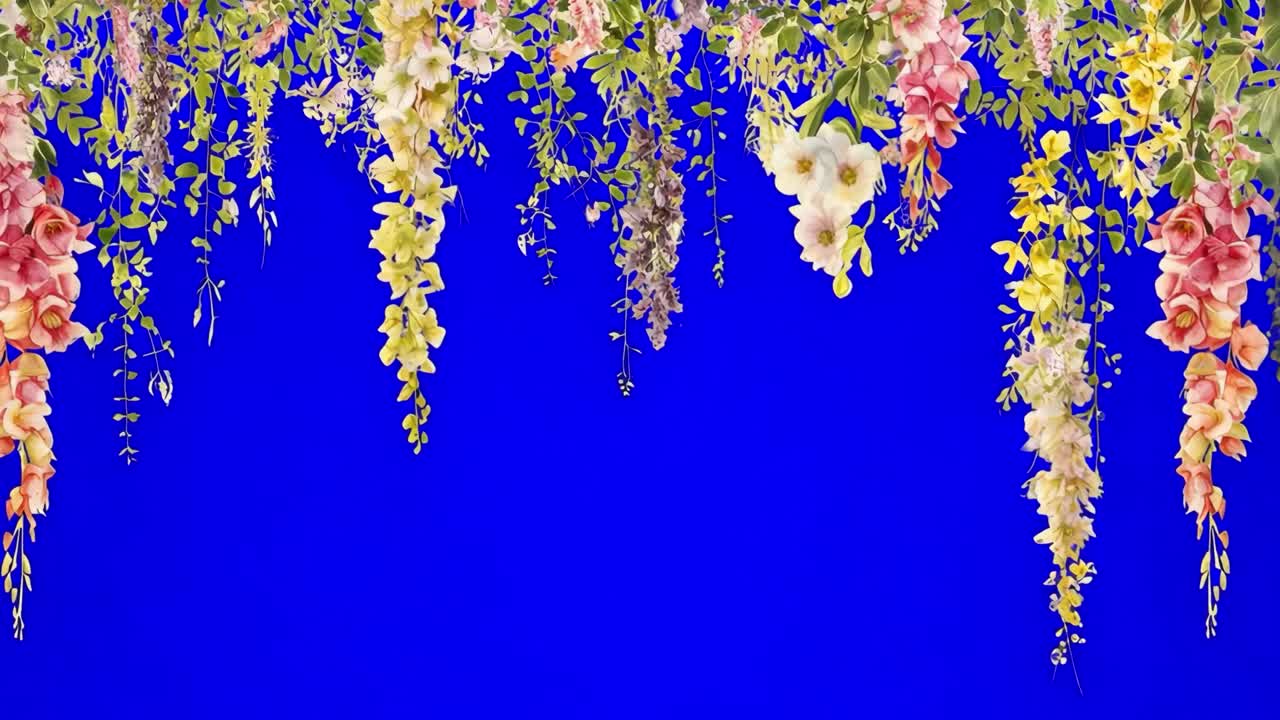 Aesthetic flower border animation, transparent 4K video, green screen