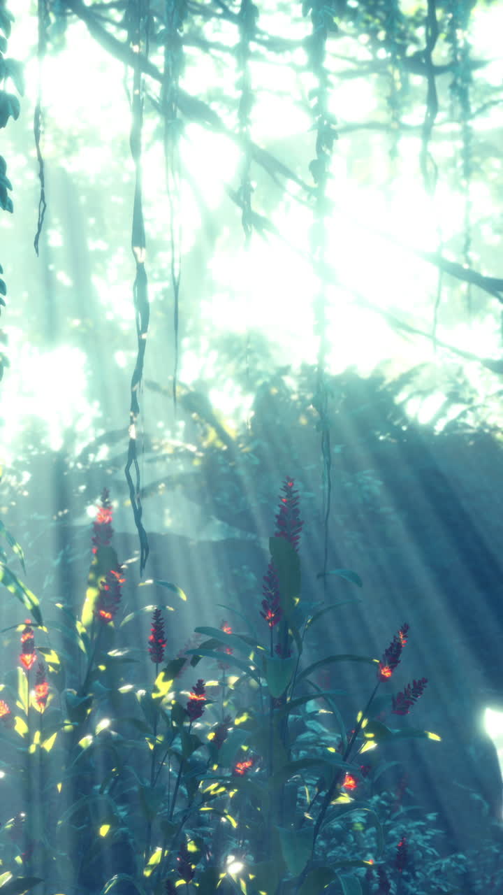 Sunlight Filtering Through a Lush Jungle Canopy