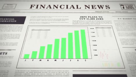 rising numbers of a chart - graph in a newspaper about finance and stock market - positiv diagram