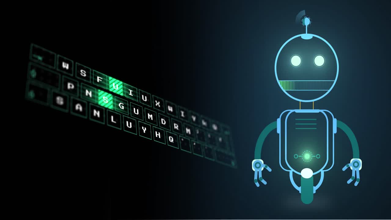 Animation of ai chatbot icon and data processing