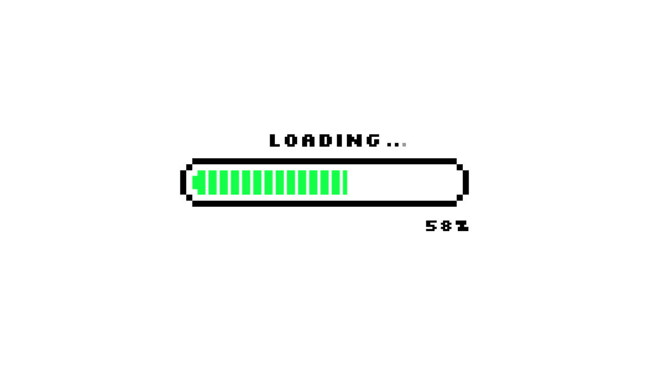Pixel Art Loading Bar Animation with Percentage Progress