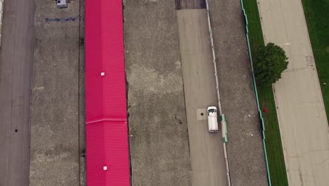 Top-View-of-Rental-Public-Storage-Zone-and-a-White-Van-Parked