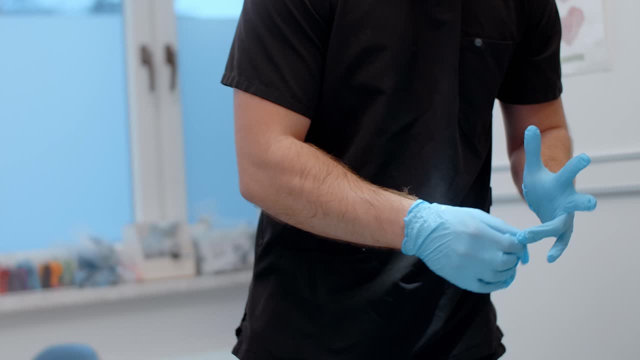 Dentist preparing dental tools