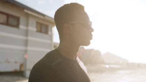 Face,-sunglasses-and-a-sports-black-man