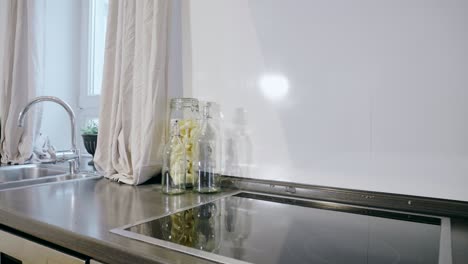 motion controlled shot of a home staging modern kitchen