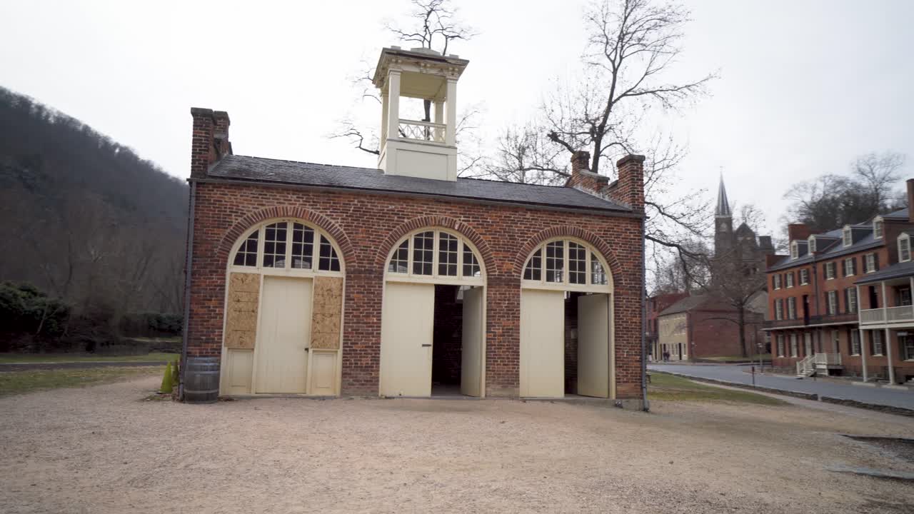 Historical Brick Building in a Town