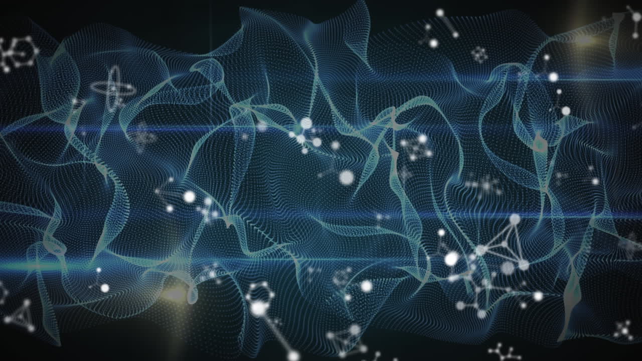 파란 선을 가로질러 연결 네트워크의 애니메이션