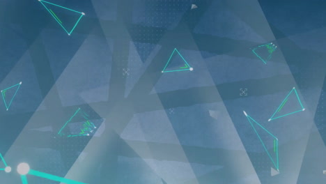 animation of shapes and triangles on green background