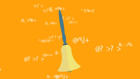 animación de campana sobre ecuaciones matemáticas en fondo naranja