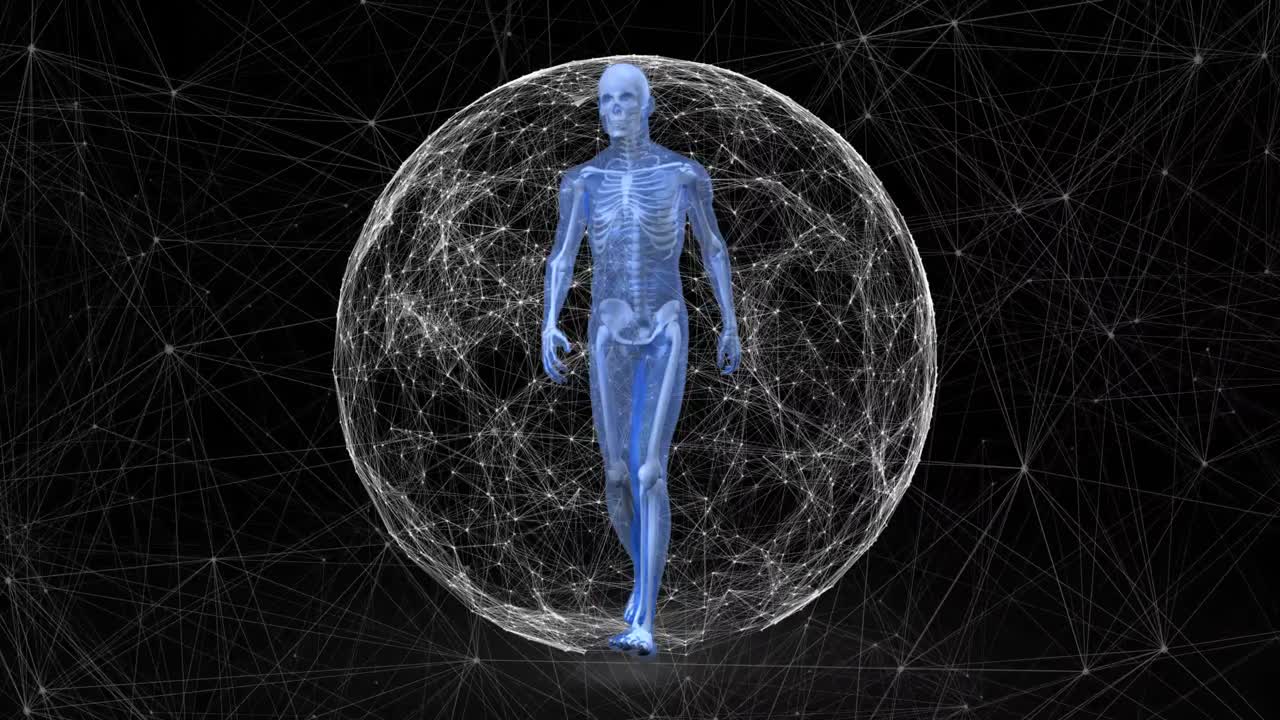 animación de la red de conexiones con el mundo a través del humano digital