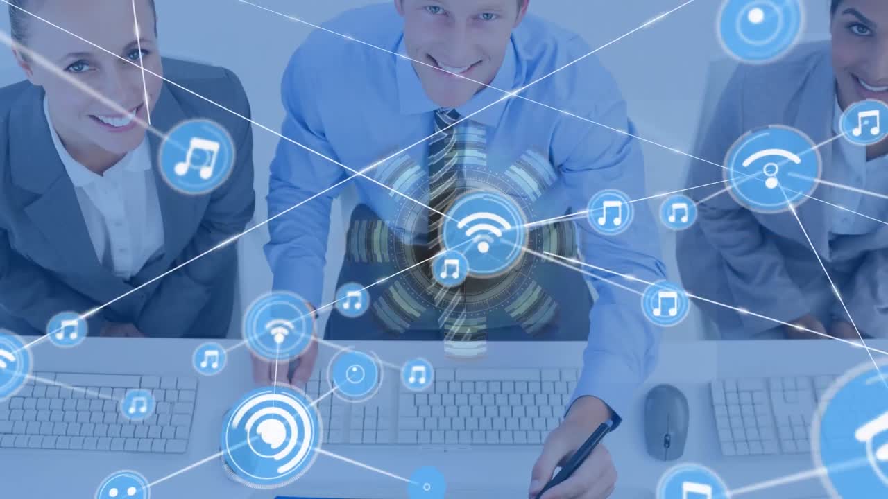 animación de la red de conexiones entre diversos empresarios