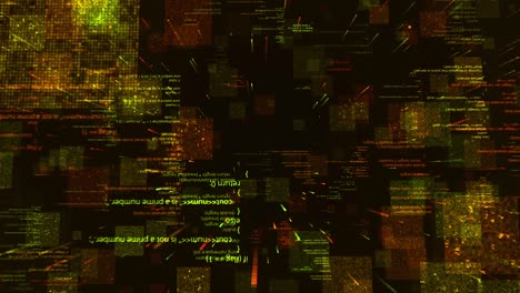 Digital flying background with a network data code, seamless loop. Animation. Concept of big data. information, connection, Internet, worldwide network.