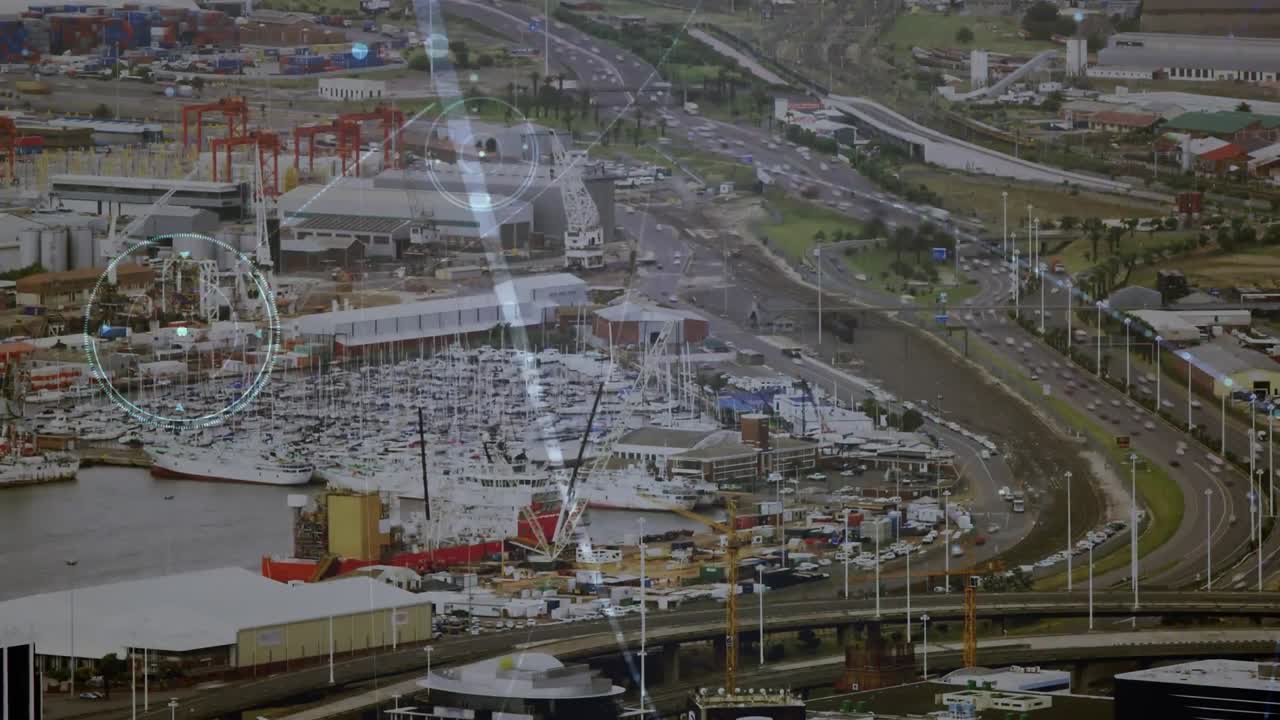 animación de la red de conexiones sobre el paisaje urbano