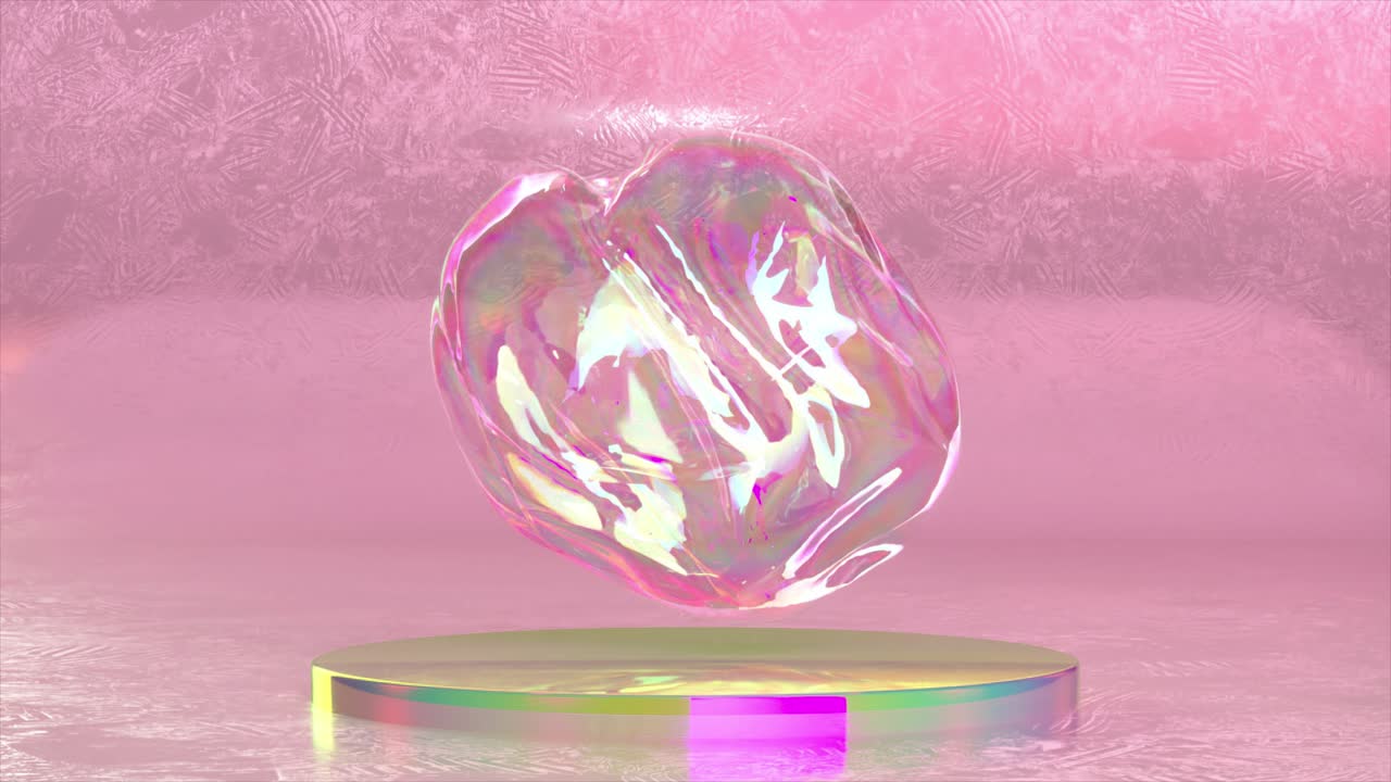 분홍색 배경에 빛나는 보석과 거품