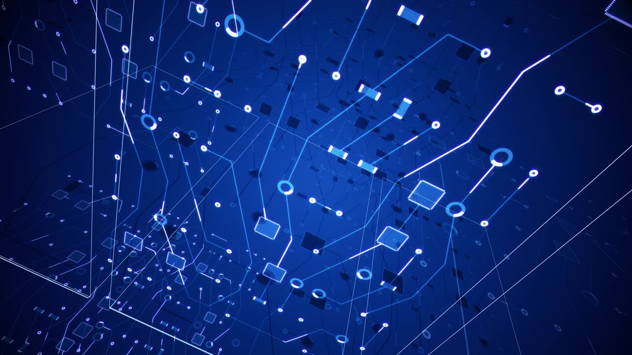 fondo del bucle de la red de circuitos de la supercarretera de información azul