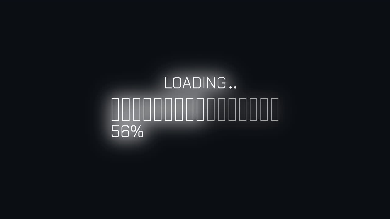 Animated Loading Progress Bar with Percentage on Black Background