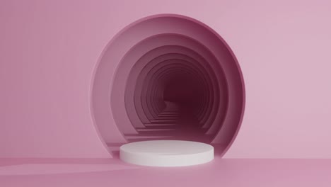 animación de corredor rosa con paso de círculo blanco y espacio de copia en fondo rosa