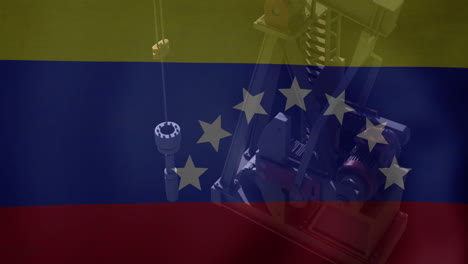 animation of oil rig and flag of venezuela