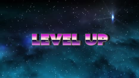 animación del texto de nivel superior sobre las estrellas sobre el cielo
