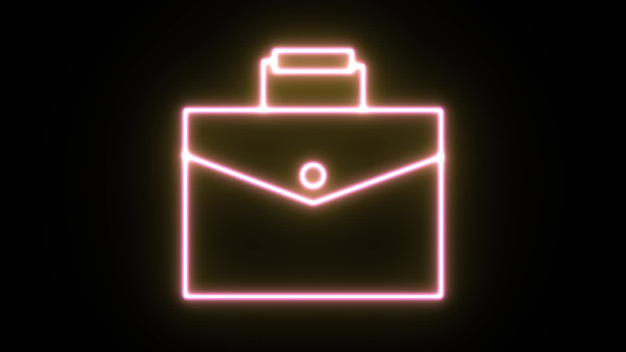 Animace ikony neonového světla. 4K UHD černé pozadí