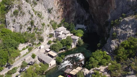 historic sufi monastery and waterfall, blagaj tekke, bosnia and herzegovina