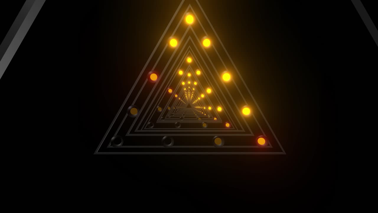 Abstract Triangular Tunnel with Glowing Spheres