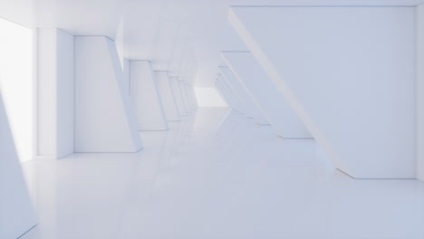 pass through the empty white tunnel, 3d rendering.