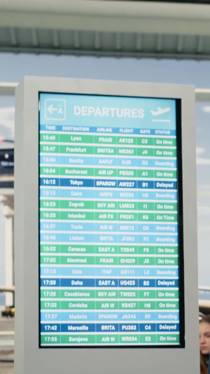Vertical video Navigating crowded airport, army and soldiers in lounge
