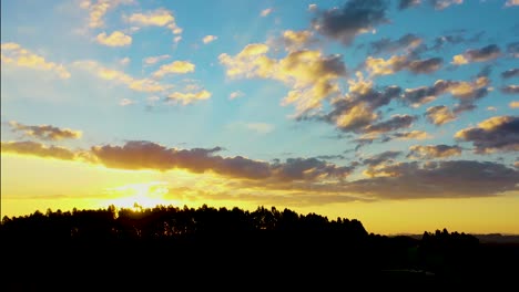 panorama sunset rural landscape. countryside scenery aerial view. colorful sunset skyline.