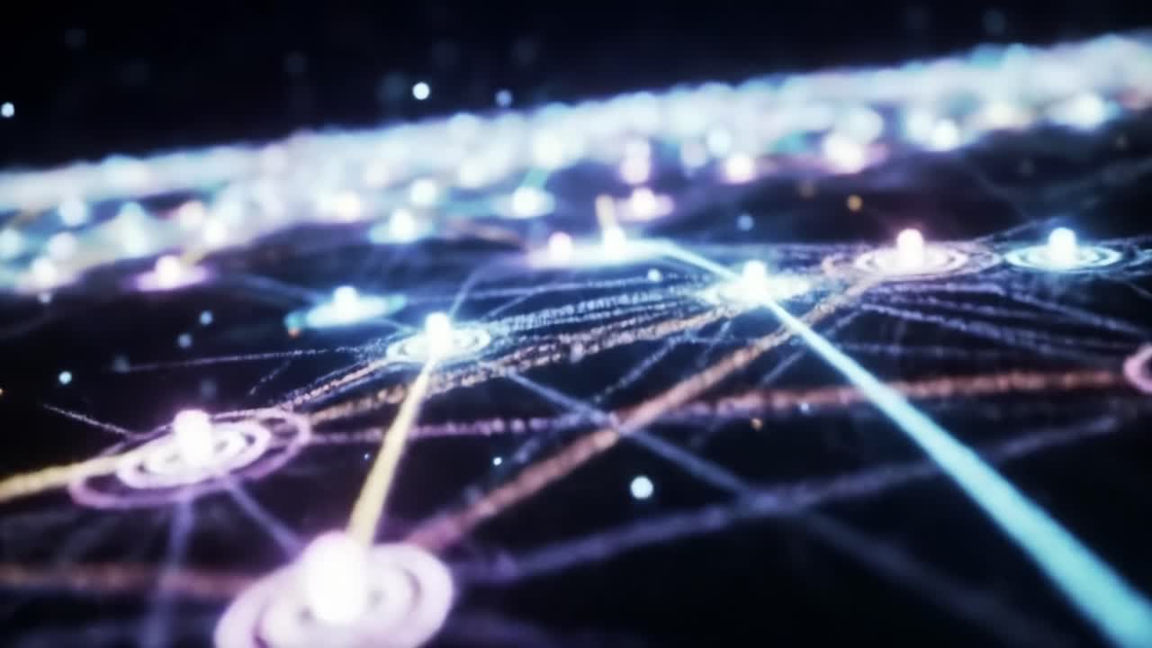 A Beautiful Glimpse into the Intricate Network of Lights and Connections Representing Data Flow and Communication in a Digital Landscape
