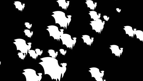 halloween bat - halloween concept - bats flapping their wings upwards -  loopable - hundreds of bat rush upwards - halloween - halloween flying bats endless loop - bat loopable - black background - white color - а flock of bats