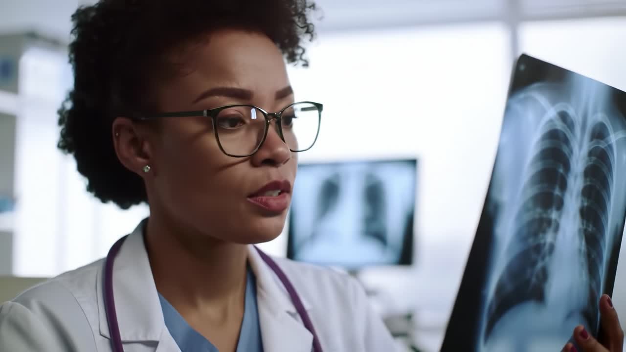 Doctor reviewing a chest X-ray