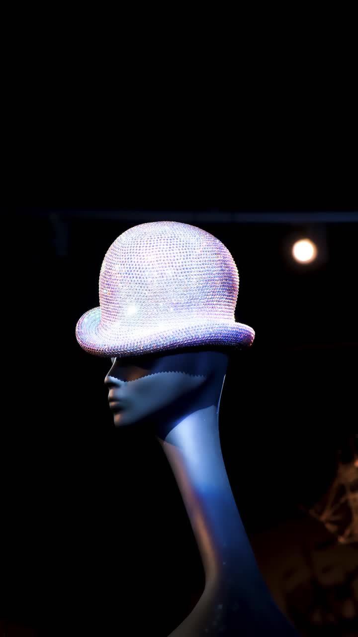 Funklende krystalhat på mannequin