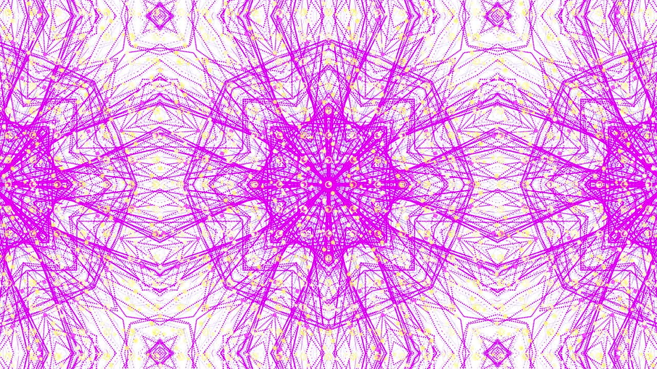 animación de estructuras caleidoscópicas púrpuras en un patrón sin costuras con espacio de copia en fondo blanco