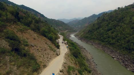 river cutting the mountains in northern areas of pakistan