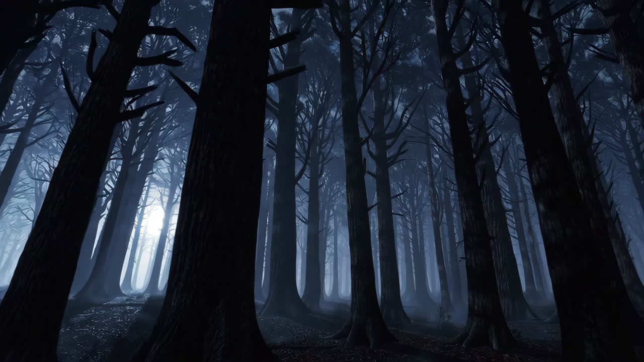 Spooky Dark Forest at Night