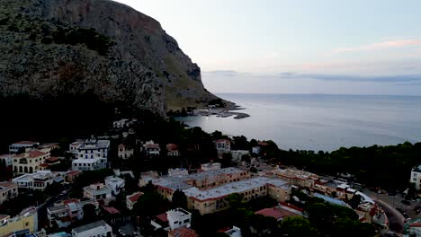 3 sunset aerial footage of mondello beach palermo sicily, southern italy