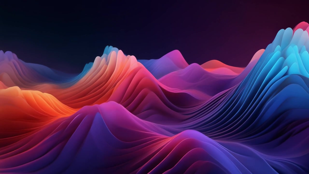 Paesaggio ondulato 3D astratto con colori sfumati vivaci