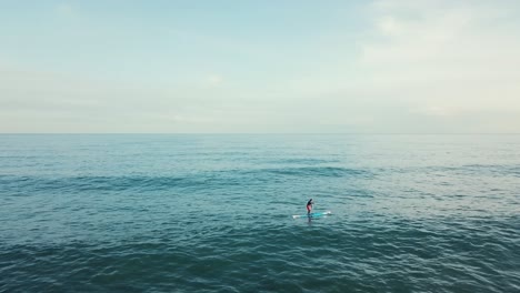 person stand up paddleboarding in ocean