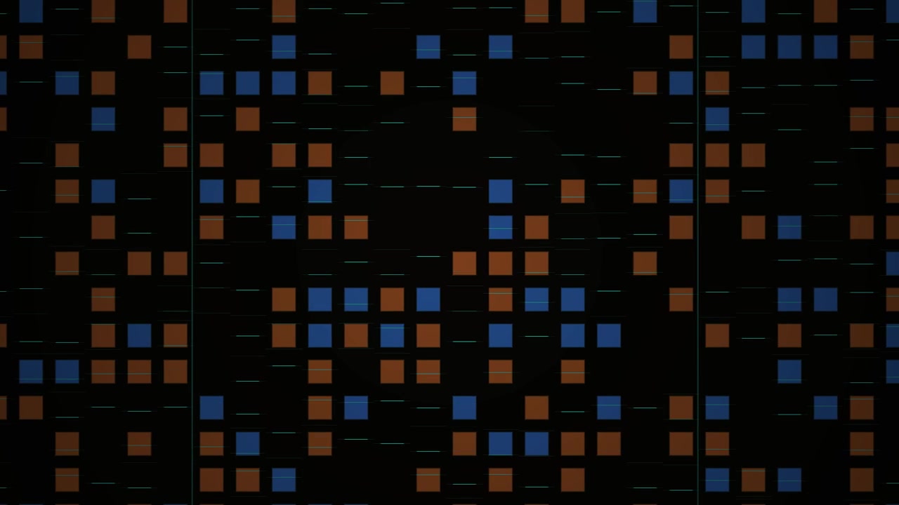 Abstract Digital Grid Pattern with Flickering Blue and Brown Squares