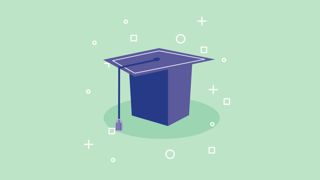 graduation hat accessory education animation