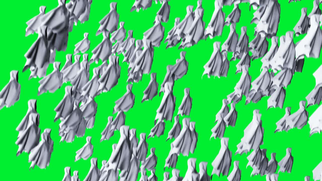 미스터리 공포 유령 애니메이션, 역동적인 후디, 고립, 현실적인 4k 녹색 화면 애니메이션