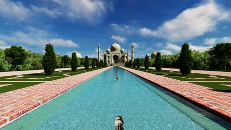 amazing taj mahal with a blue sky clouds running