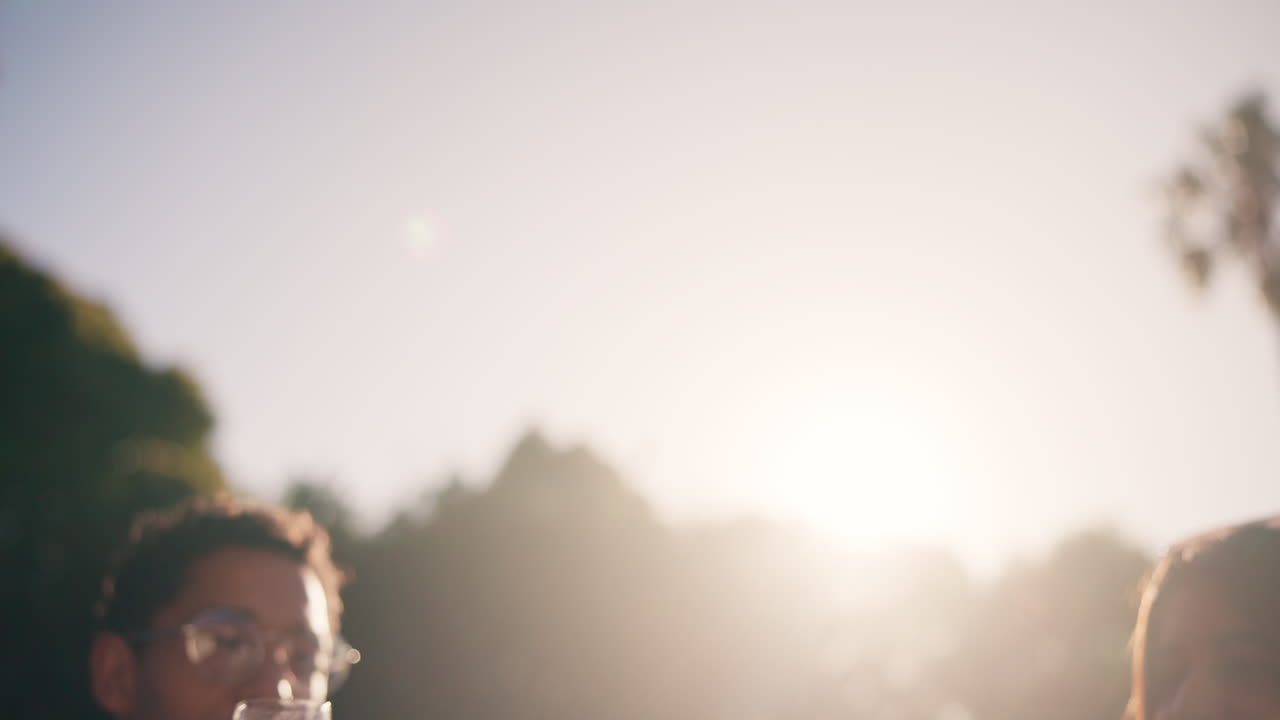 Друзья поднимают тост за шампанское.