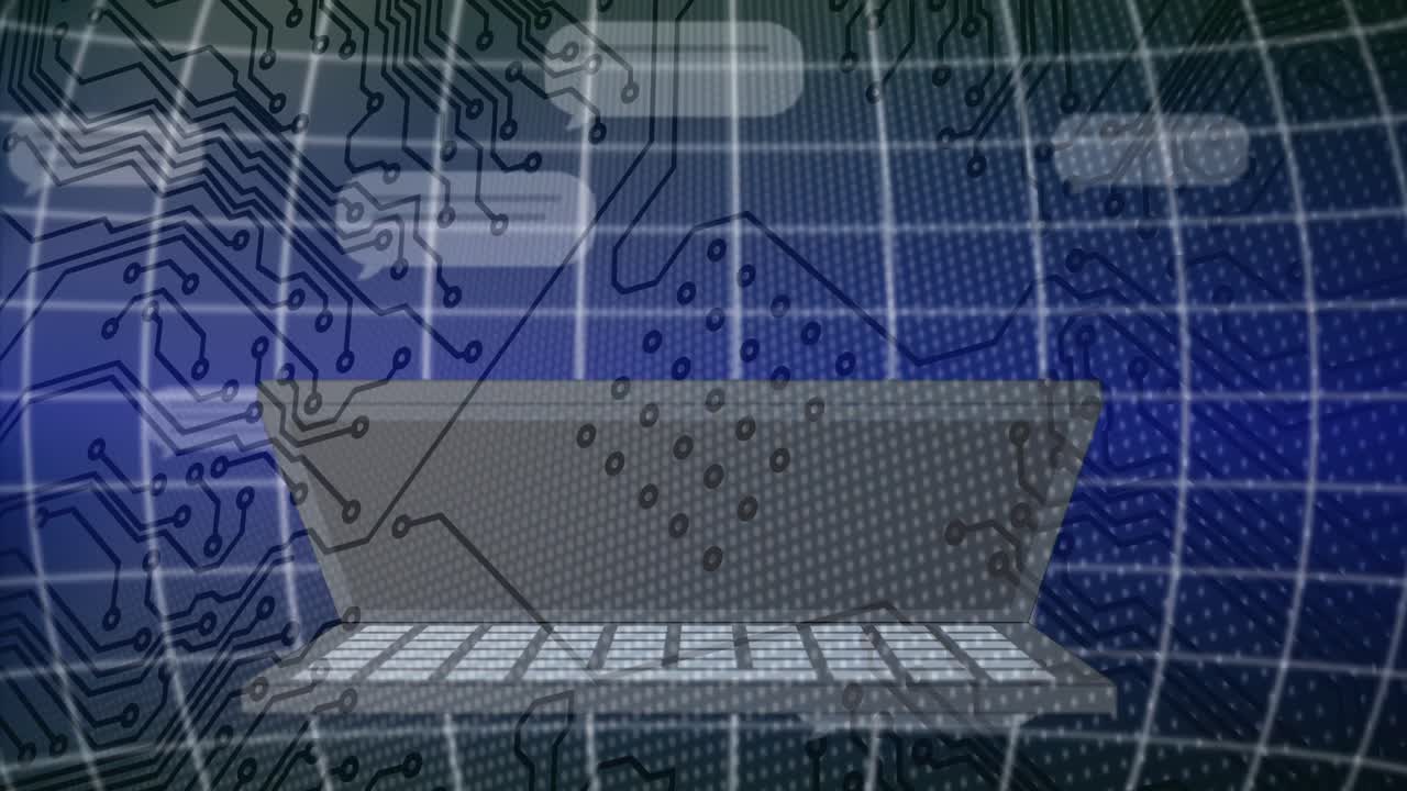 컴퓨터 화면에서 ai 데이터 처리 및 아이콘의 애니메이션