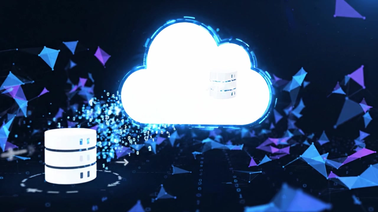 Dynamic Cloud Technology Visualized: A Stunning Display of Data Storage and Connectivity with Visual Effects Highlighting Modern Cloud Computing Architectures